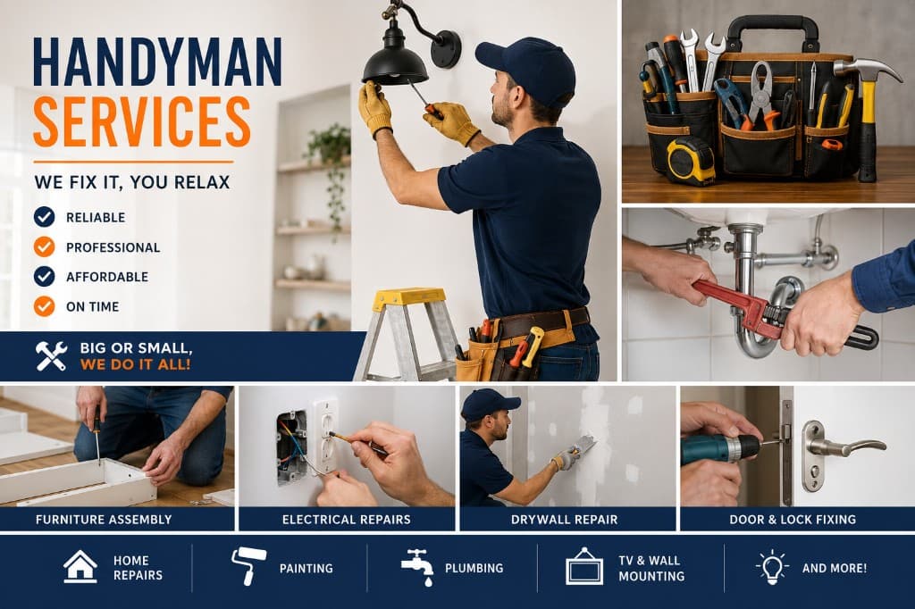 Edmonton handyman services — repairs, installs, plumbing, electrical and door fixes